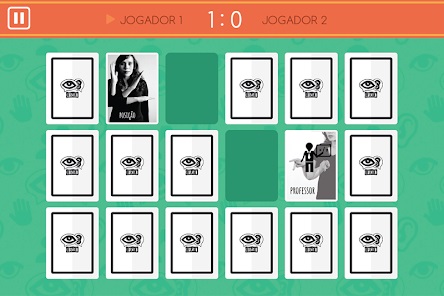 A imagem mostra a interface do app Librário, com cartas de um jogo que ensina Libras. O placa mostra o jogador 1 vencendo.